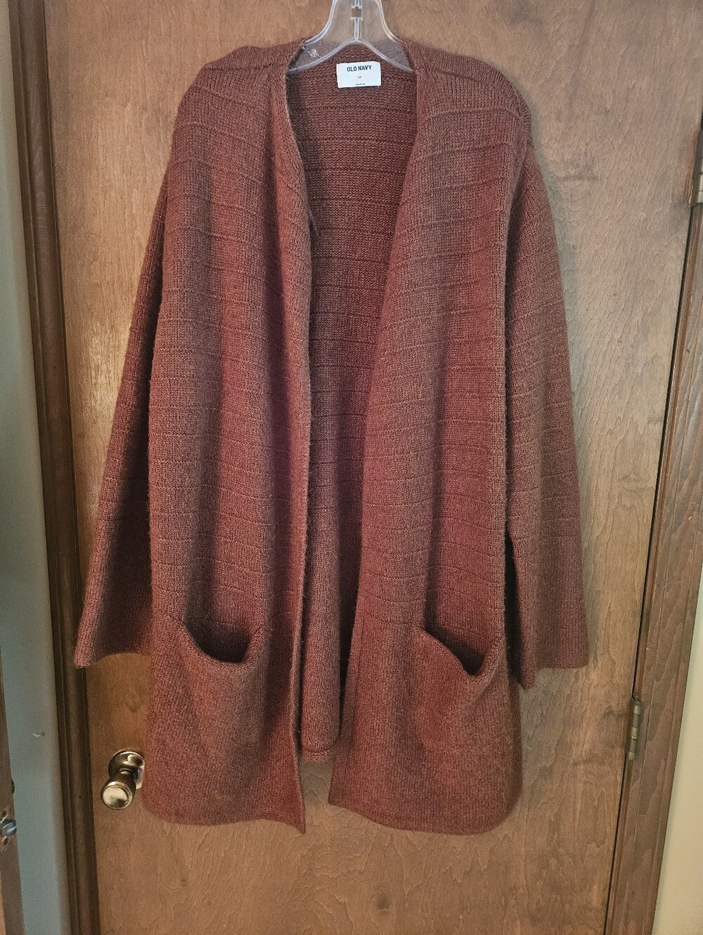 Old Navy Women's Open-Front Burnt Orange Cardigan with Pockets